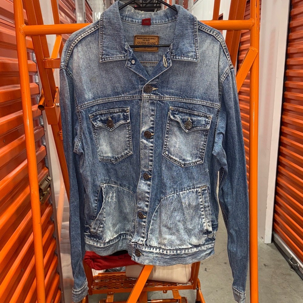 Guess Blue Denim Jacket with Tan Label